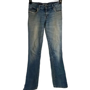 Rock 47 by Wrangler Low Rise Y2k Embellished Bootcut Denim Blue Jeans Sz 30/34‎